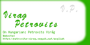 virag petrovits business card